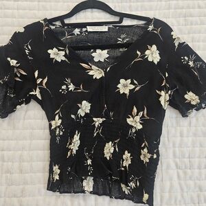 Paper Crane Black Floral Blouse